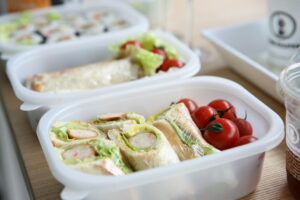 Lunch box with healthy meal 