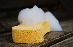 Soapy Sponge on table 
