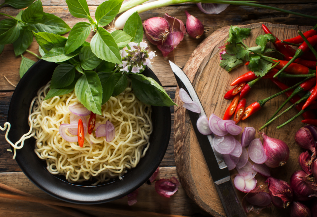 food on a cutting board image from canva