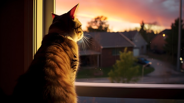 chat qui regarde dehors