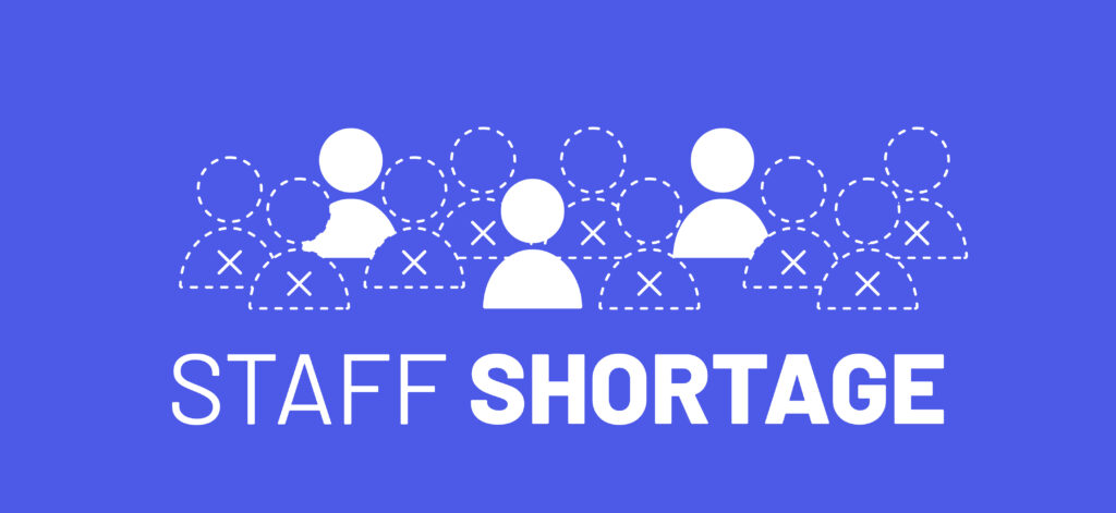 Staff shortage concept. Minimal vector illustration for recruiting problem. Abstract icons with absent people. Labor and personell crisis.